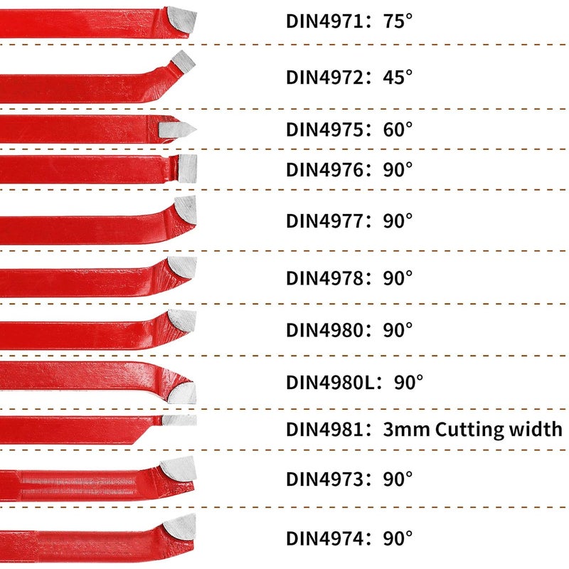 SENDUO Store 11 Pc 5/16" Carbide Tip Tipped Cutter Tool Bit Cutting Set for Metal, Suitable for Ordinary and CNC Lathe - Image 2